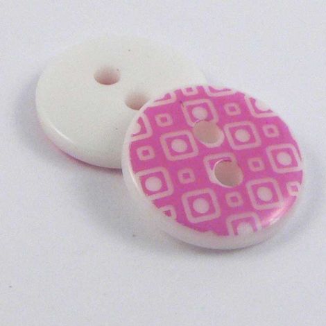 13mm Pink Contemporary Square Print 2 Hole Sewing Button
