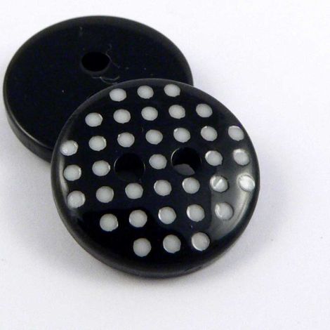 15mm Black & White Spotty Design 2 Hole Sewing Button
