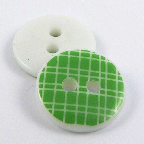 13mm Green Contemporary Hashtag Print 2 Hole Sewing Button