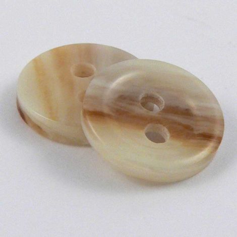 11mm Ivory Cream & Brown Marble 2 Hole Sewing Button