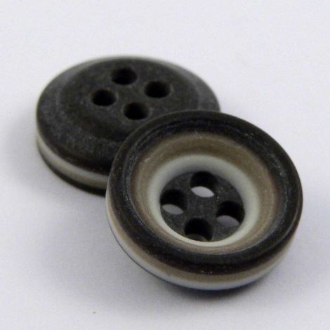 11mm Brown Cream & Taupe Rubber 4 Hole Button