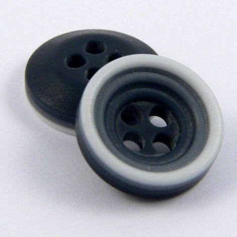 13mm Grey & White Rubber 4 Hole Button