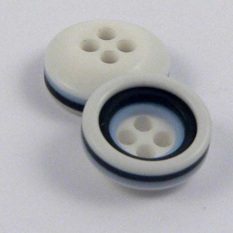 10mm Blue & White Rubber 4 Hole Button