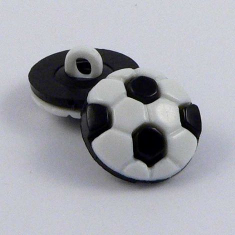 15mm Black & White Football Shank Button