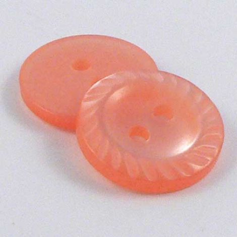 11mm Coral Pearl Ornate Rim 2 Hole Sewing Button