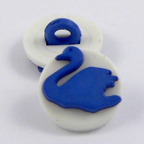12mm Royal Blue & White Swan Shank Button