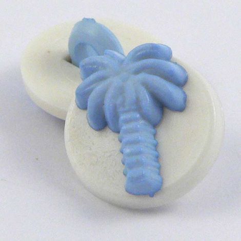 12mm Baby Blue & White Palm Tree Shank Button