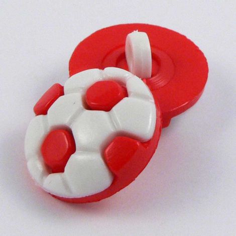 15mm Red & White Football Shank Button