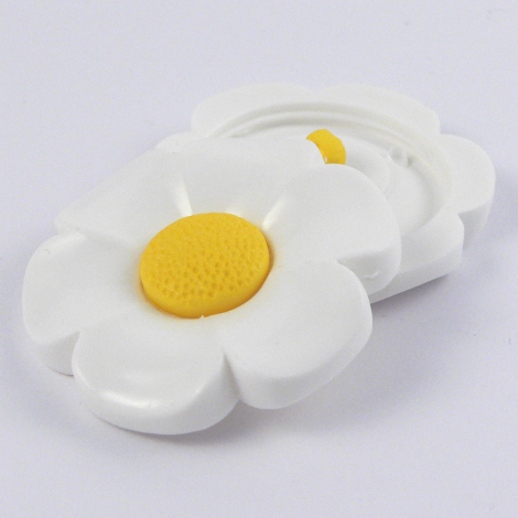 18mm White and Yellow Daisy Shank Sewing Button