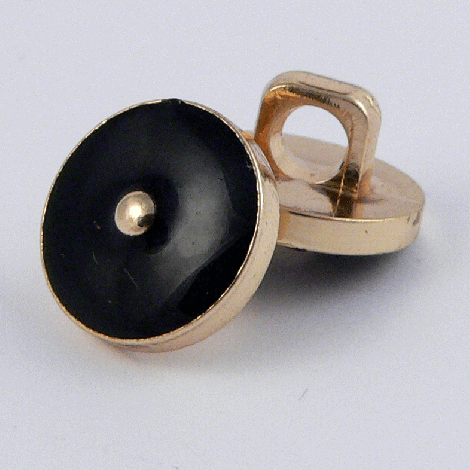 10mm Black/Gold Enamel Contemporary Shank Sewing Button