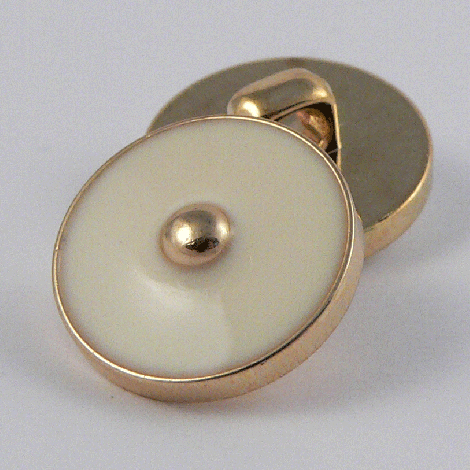 15mm Cream/Gold Enamel Contemporary Shank Sewing Button