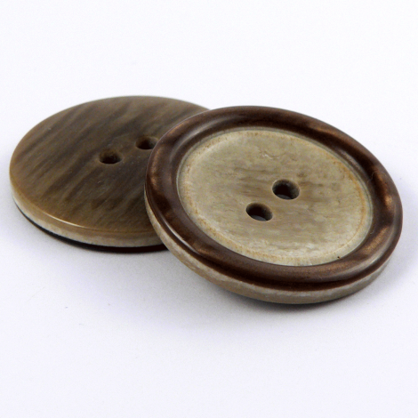 25mm Two-Tone Brown Shiny Marble Effect 2 Hole Coat Button