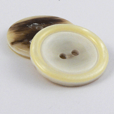 25mm Two-Tone Cream Shiny Marble Effect 2 Hole Coat Button