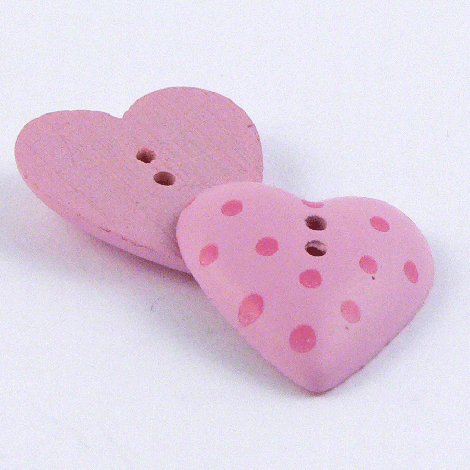 19mm Pink Shabby Chic Style Heart Shaped 2 Hole Sewing Button