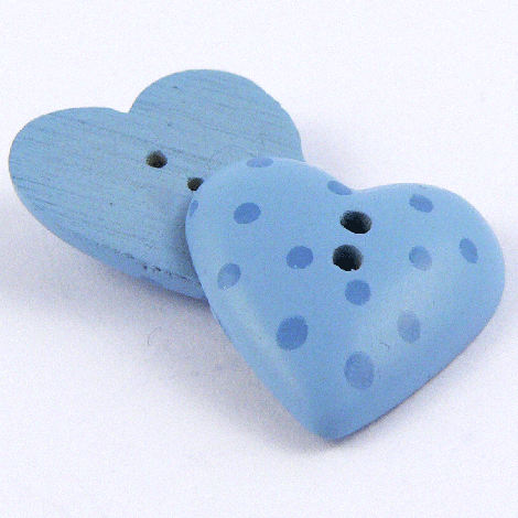 19mm Blue Shabby Chic Style Heart Shaped 2 Hole Sewing Button