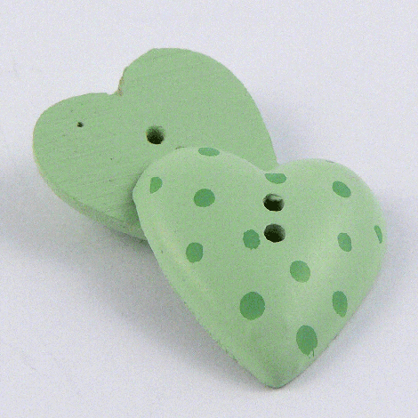19mm Green Shabby Chic Style Heart Shaped 2 Hole Sewing Button