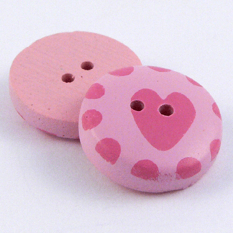 18mm Pink Round Shabby Chic Style Heart 2 Hole Sewing Button
