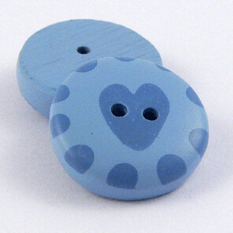 18mm Blue Round Shabby Chic Style Heart 2 Hole Sewing Button