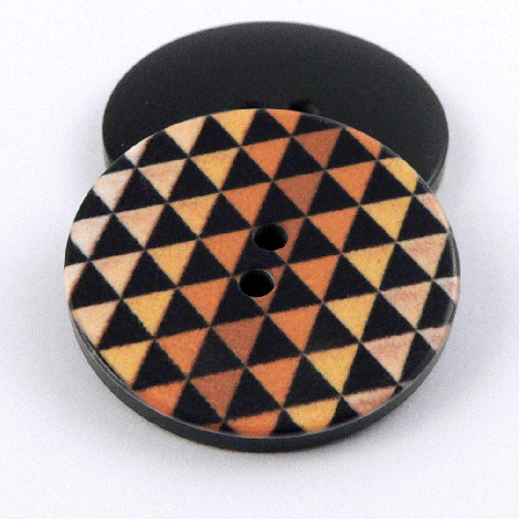 28mm Yellow Contemporary Triangle Print 2 Hole Coat Button