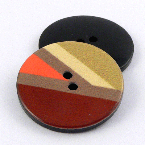 28mm Chestnut Brown  Abstract Symbol Print 2 Hole Coat Button