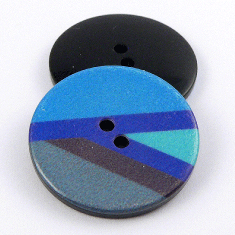 15mm Turquoise Abstract Symbol Print 2 Hole Sewing Button