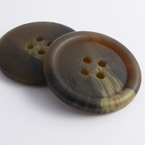 30mm Brown & Cream Horn Effect Matt 4 Hole Coat Button