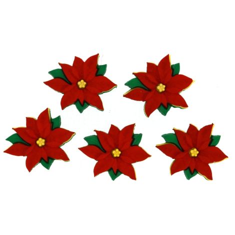 Dress It Up 'Red Poinsettias' Button Pack