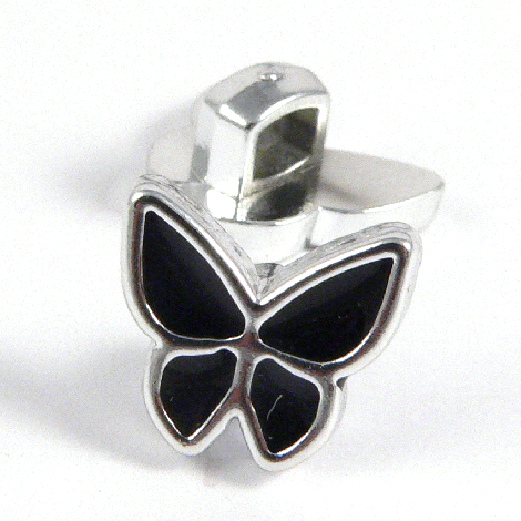 11mm Black/Silver Enamel Butterfly Shank Sewing Button