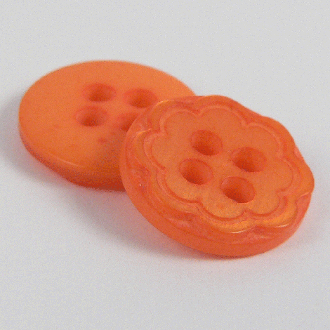11.5mm Pearlised Orange Flower designed 4 hole Shirt Button