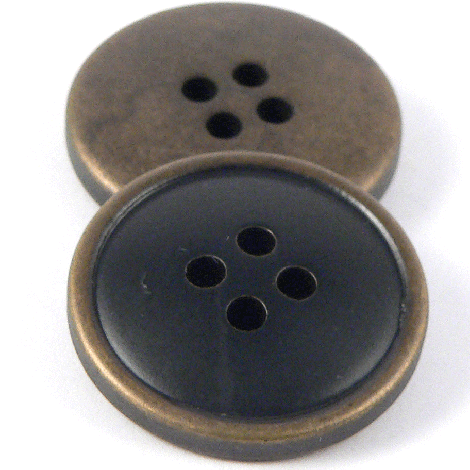 15mm Black & Brass Slightly Domed 4 hole Suit Button