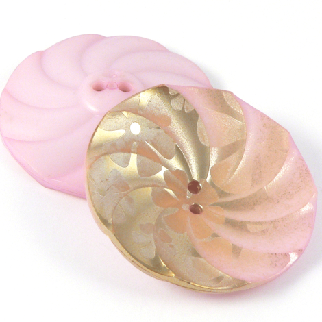45mm Pink & Gold Art Deco Gramophone Style 2 Hole Button