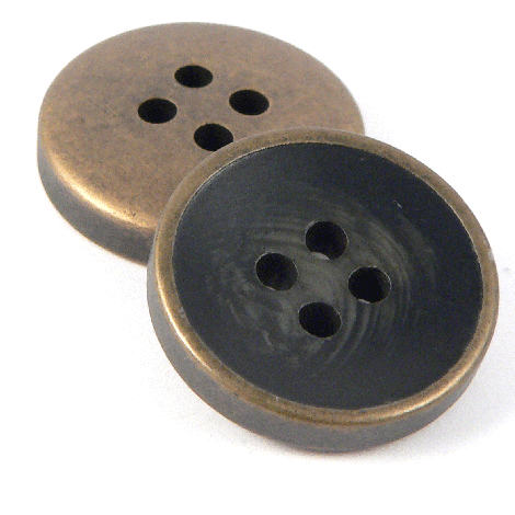 15mm Black Horn Effect & Brass Rim 4 hole Suit Button