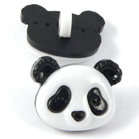 18mm Black & White Cute Panda Face Shank Button