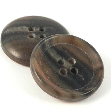 15mm 60% Recycled Brown Horn Effect Rimmed 4 hole Suit Button