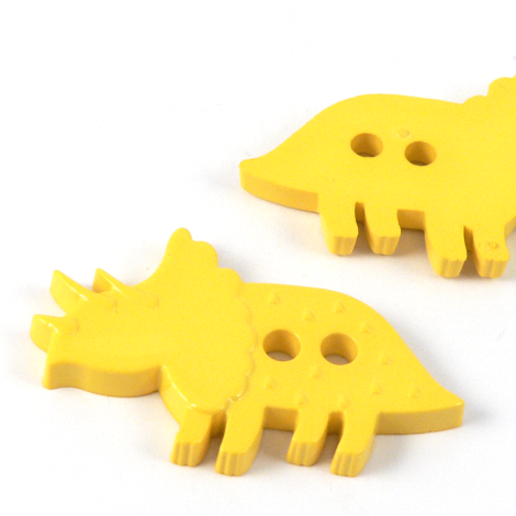 37mm Yellow Triceratops Dinosaur 2 Hole Button