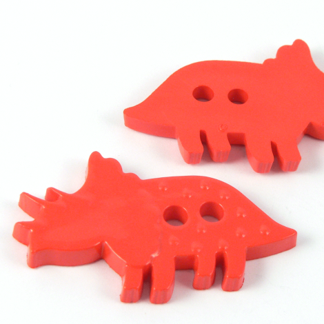 37mm Red Triceratops Dinosaur 2 Hole Button