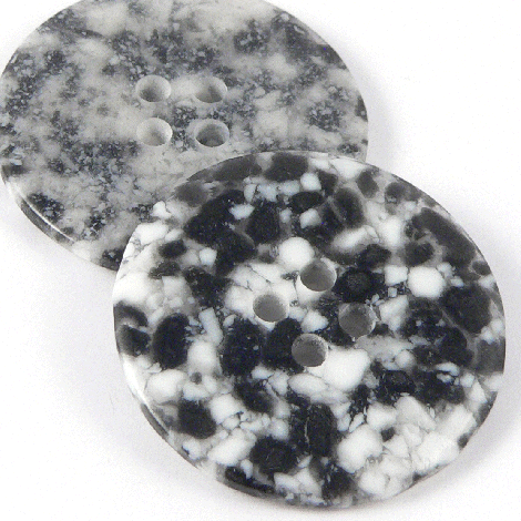 28mm 20% Recycled Black & White Speckled 4 Hole Coat Button