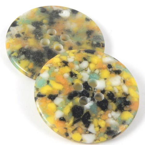 28mm 20% Recycled Green Multicoloured Speckled 4 Hole Coat Button