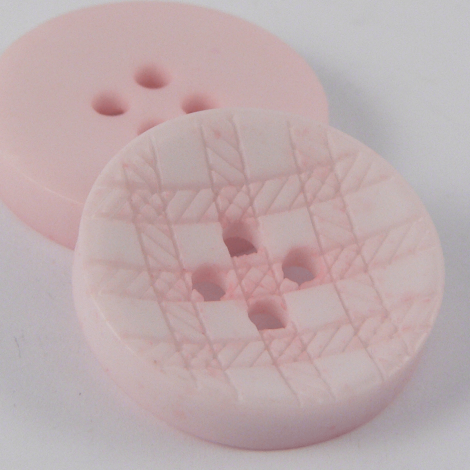 11.5mm 20% Recycled Pink Lasered Check 4 Hole Suit/Shirt Button