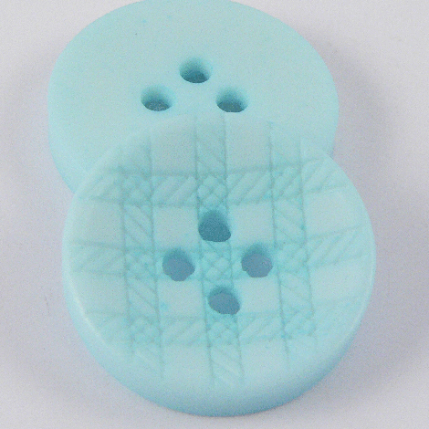 11.5mm 20% Recycled Turquoise Lasered Check 4 Hole Suit/Shirt Button