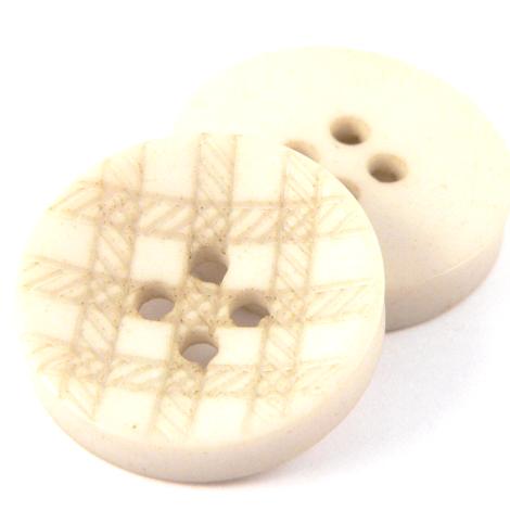 11.5mm 20% Recycled Beige Lasered Check 4 Hole Suit/Shirt Button