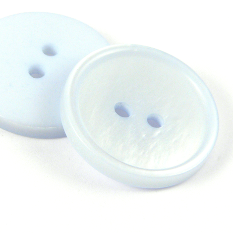 15mm 25% Recycled Baby Blue MOP Effect 2 Hole Suit/Shirt Button
