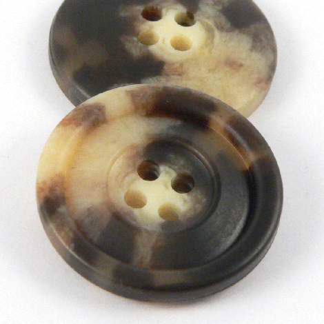 15mm Brown & Cream Horn Effect 10% Recycled Sugar Cane Pulp & Urea 4 Hole Suit Button