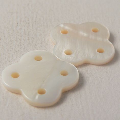17mm  White Flower Shaped River Shell 4 Hole Button