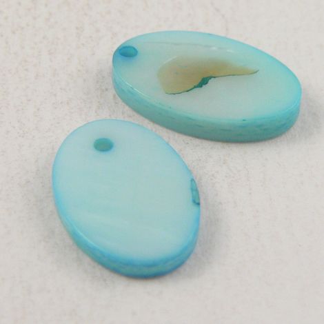 15mm Blue Oval Shell 1 Hole Button