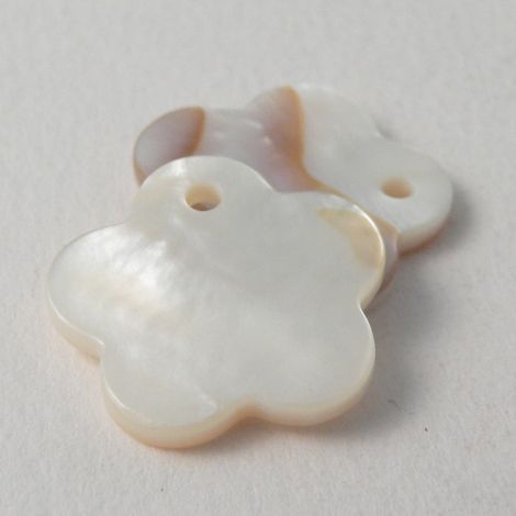 17mm White Flower River Shell 1 Hole Button