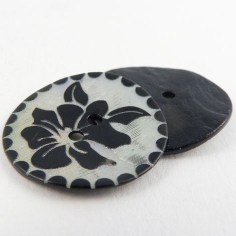 25mm Agoya Shell Black Flower 2 Hole Button