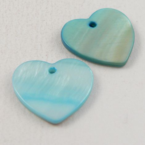 18mm Blue Heart River Shell 1 Hole Button