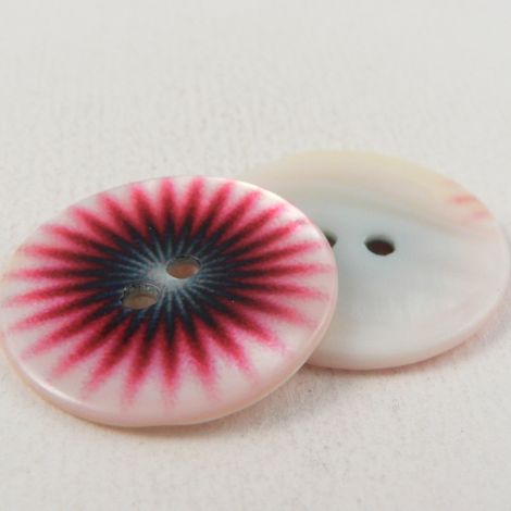 25mm Multicoloured Abstract Floral River Shell 2 Hole Button