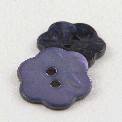 15mm Bluey-Lilac Flower Agoya Shell 2 Hole Button